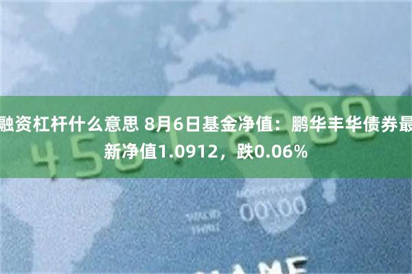 融资杠杆什么意思 8月6日基金净值：鹏华丰华债券最新净值1.0912，跌0.06%