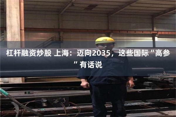 杠杆融资炒股 上海：迈向2035，这些国际“高参”有话说